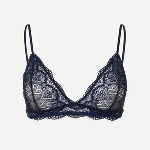 Samsoe Marilyn Navy Lace Bra Small Sustainable Soft Cup